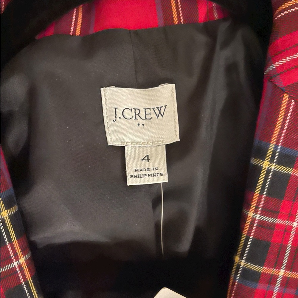J. Crew Factory Women's Vibrant Red Checkered Blazer - Picture 6 of 6